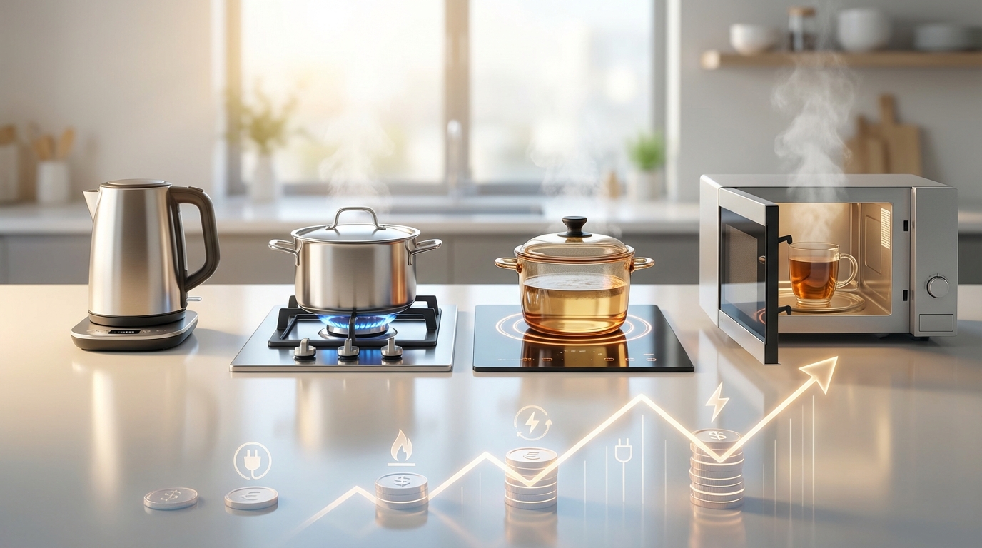 電気ケトル・ガス・IH・電子レンジのコストを徹底比較