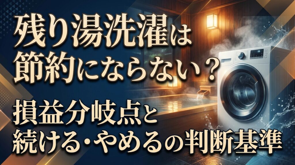 残り湯洗濯は節約にならない？損益分岐点と続ける・やめるの判断基準