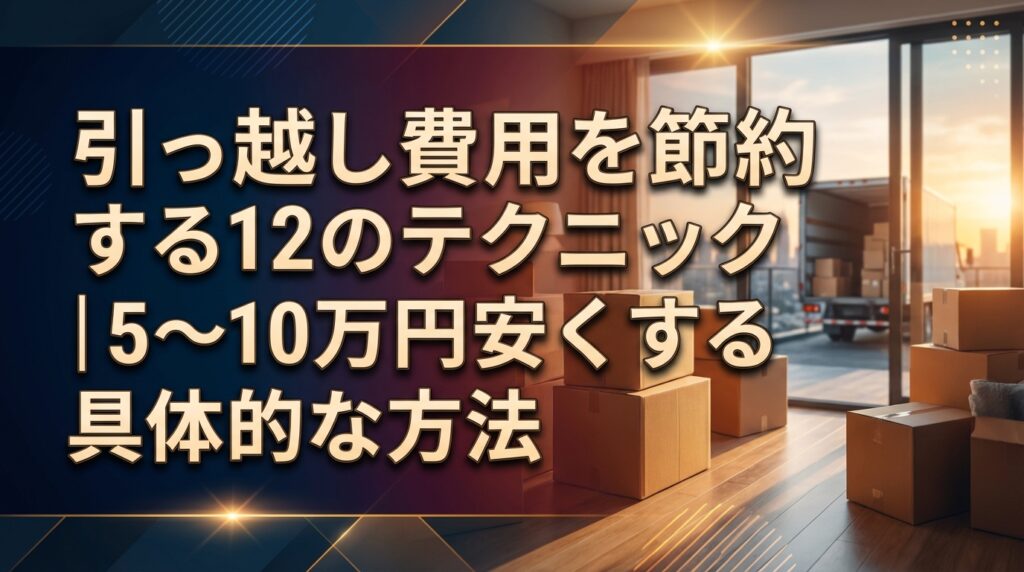 引っ越し費用を節約する12のテクニック｜5〜10万円安くする具体的な方法