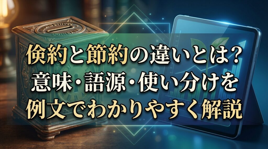 倹約と節約の違いとは？意味・語源・使い分けを例文でわかりやすく解説