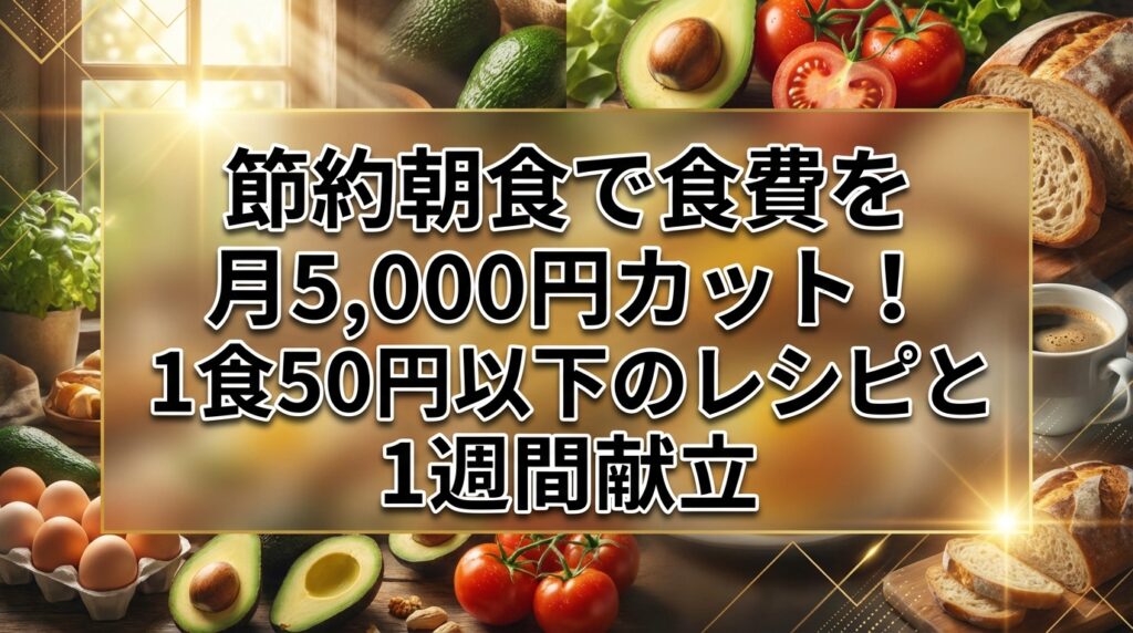 節約朝食で食費を月5,000円カット！1食50円以下のレシピと1週間献立